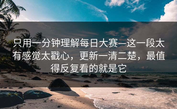 只用一分钟理解每日大赛—这一段太有感觉太戳心，更新一清二楚，最值得反复看的就是它